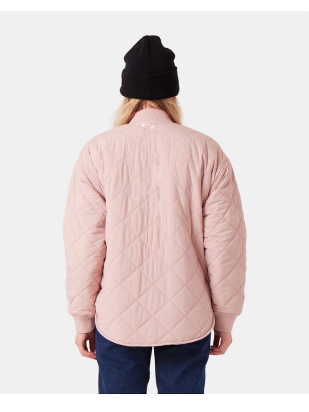 Roxy Women's Medium Aurora Quilted Bomber Pink Rose NWT Oversized Jacket Sherpa - Picture 8 of 9